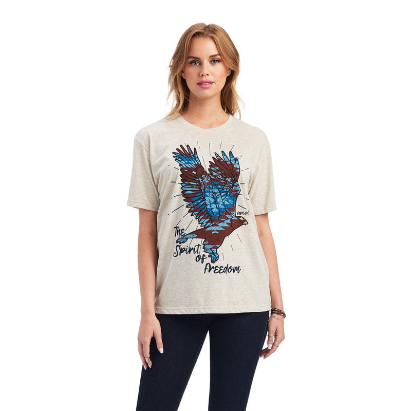 ARIAT Shirts Ariat Women's Freedom Spirit Oatmeal Heather Short Sleeve Tee 10041310