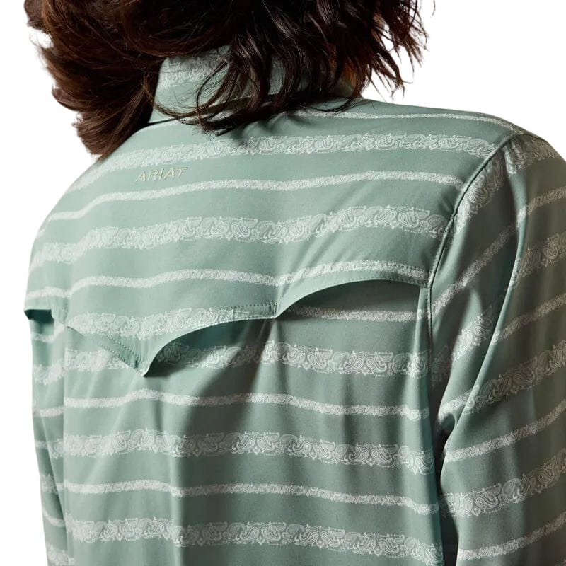 ARIAT Shirts Ariat Women's Green Paisley Stripe Western VentTek Shirt 10071067