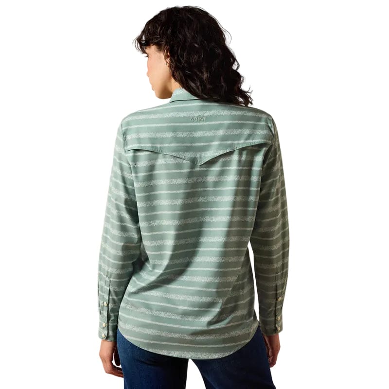 ARIAT Shirts Ariat Women's Green Paisley Stripe Western VentTek Shirt 10071067