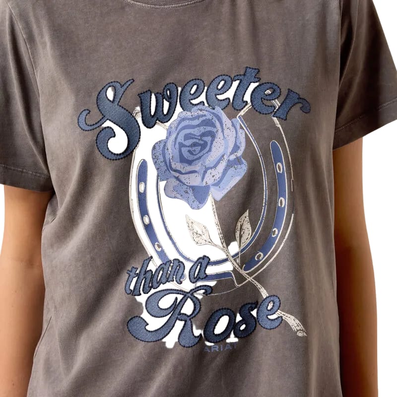 ARIAT Shirts Ariat Women's Grey Mineral Wash Sweet Rose T-Shirt 10073559