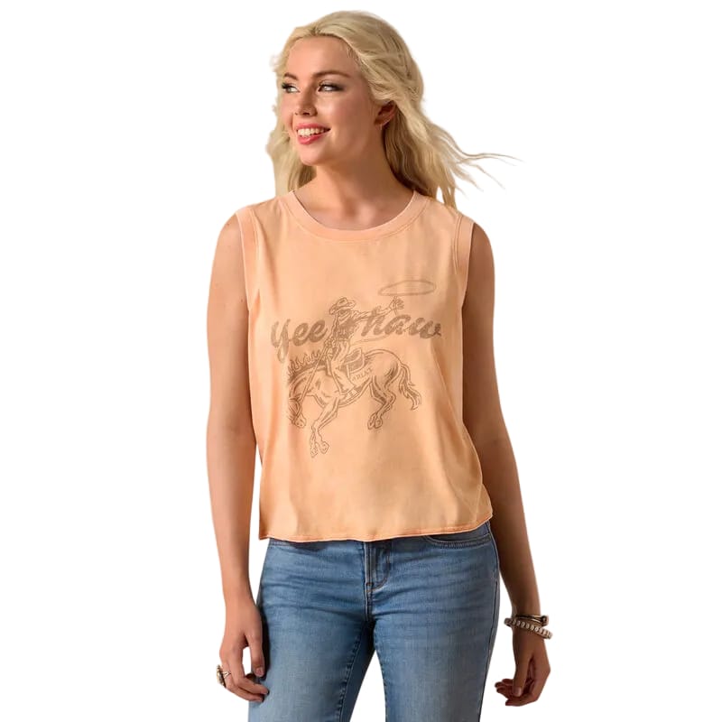 ARIAT Shirts Ariat Women's Orange Chiffon Wild Roper Tank 10073515