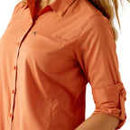 ARIAT Shirts Ariat Women's Orange Ventek Short Sleeve Button Down Shirt 10058800