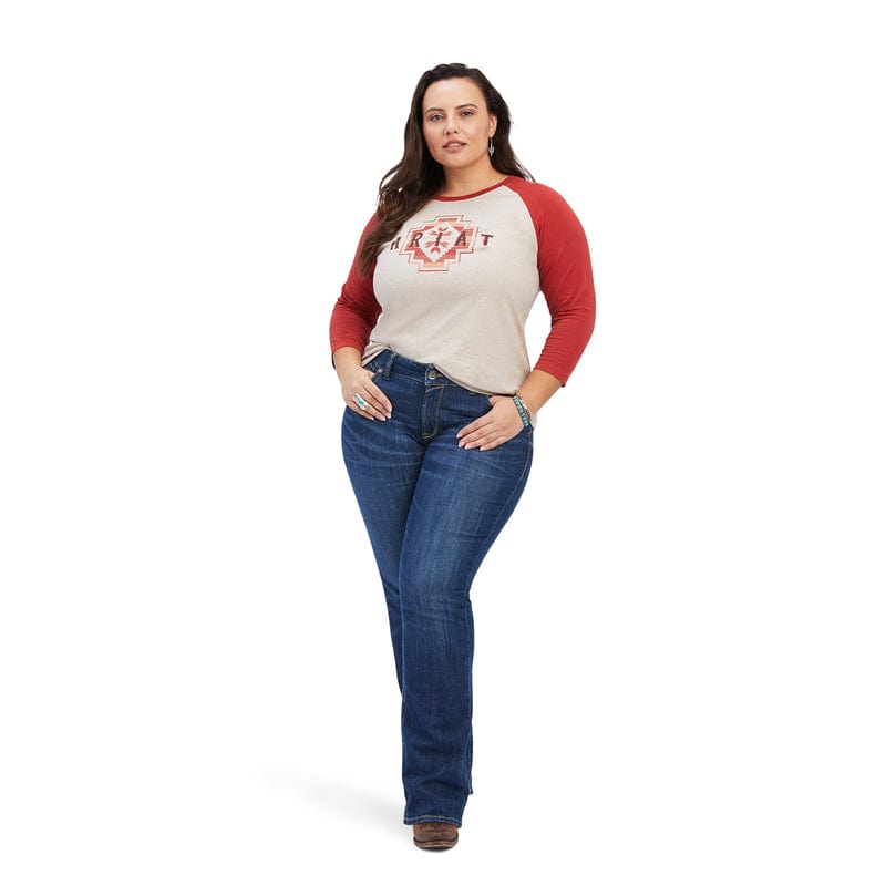 ARIAT Shirts Ariat Women's REAL Rainbow Oatmeal Heather Classic Long Sleeve Shirt 10041294