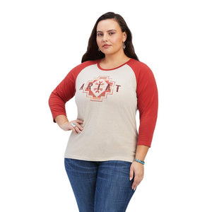 ARIAT Shirts Ariat Women's REAL Rainbow Oatmeal Heather Classic Long Sleeve Shirt 10041294