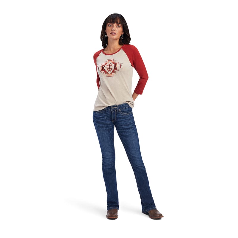 ARIAT Shirts Ariat Women's REAL Rainbow Oatmeal Heather Classic Long Sleeve Shirt 10041294