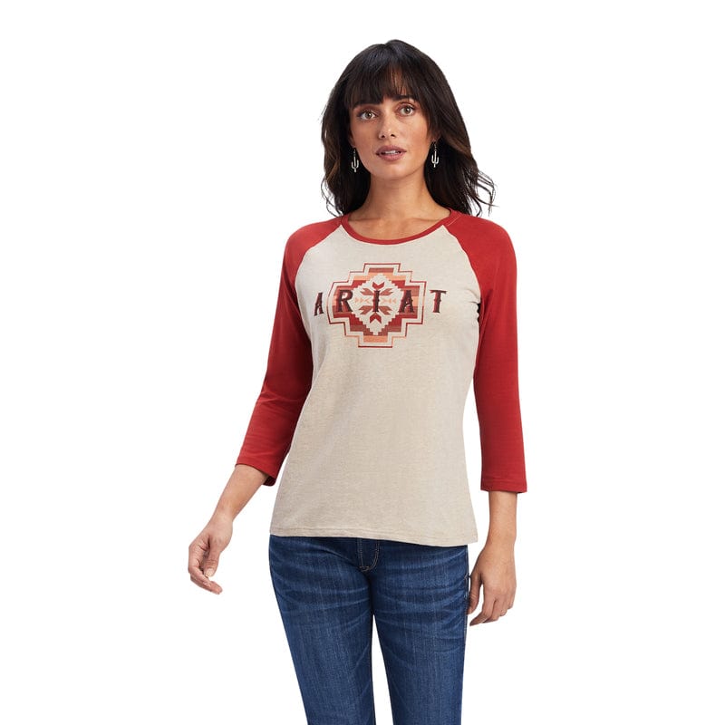 ARIAT Shirts Ariat Women's REAL Rainbow Oatmeal Heather Classic Long Sleeve Shirt 10041294