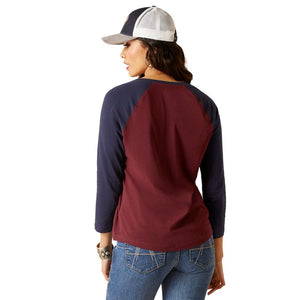 ARIAT Shirts Ariat Women's Split Neck Tawny Port Long Sleeve Shirt 10046257