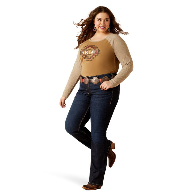 ARIAT Shirts Ariat Women's Tucson Petrified Oak Baseball Tee 10046262