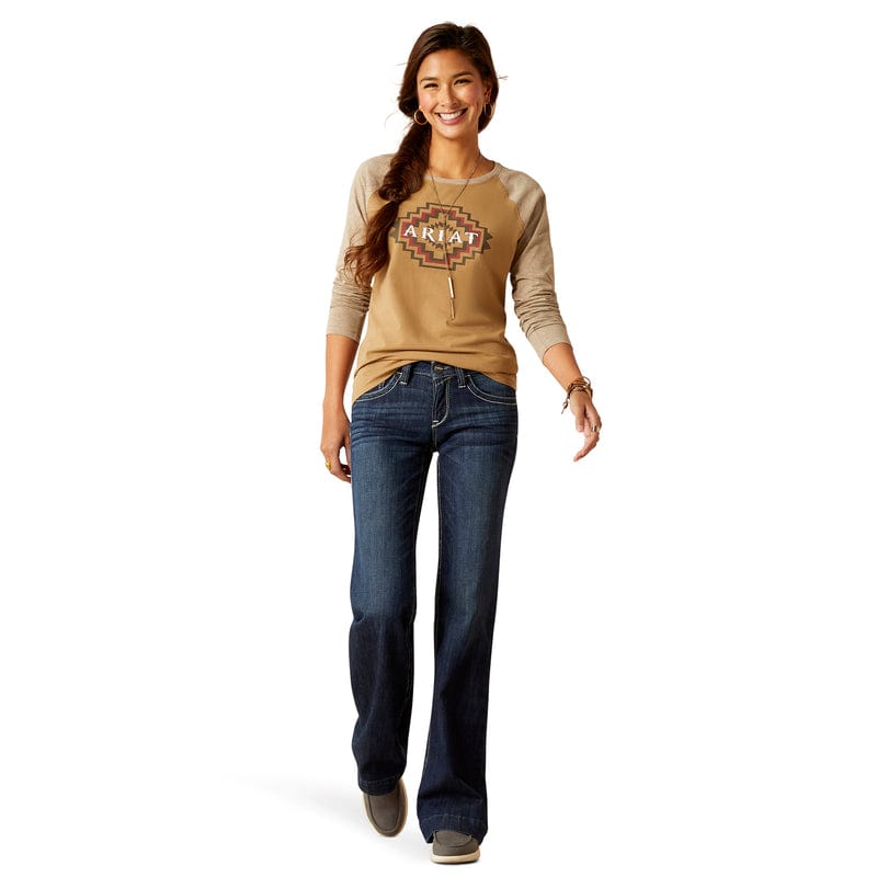 ARIAT Shirts Ariat Women's Tucson Petrified Oak Baseball Tee 10046262