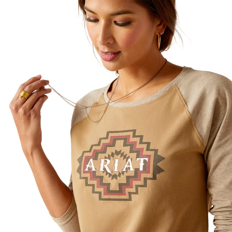 ARIAT Shirts Ariat Women's Tucson Petrified Oak Baseball Tee 10046262