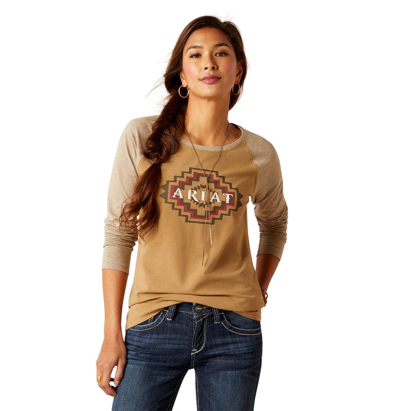 ARIAT Shirts Ariat Women's Tucson Petrified Oak Baseball Tee 10046262