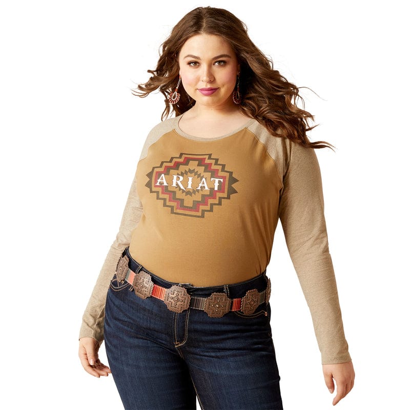ARIAT Shirts Ariat Women's Tucson Petrified Oak Baseball Tee 10046262