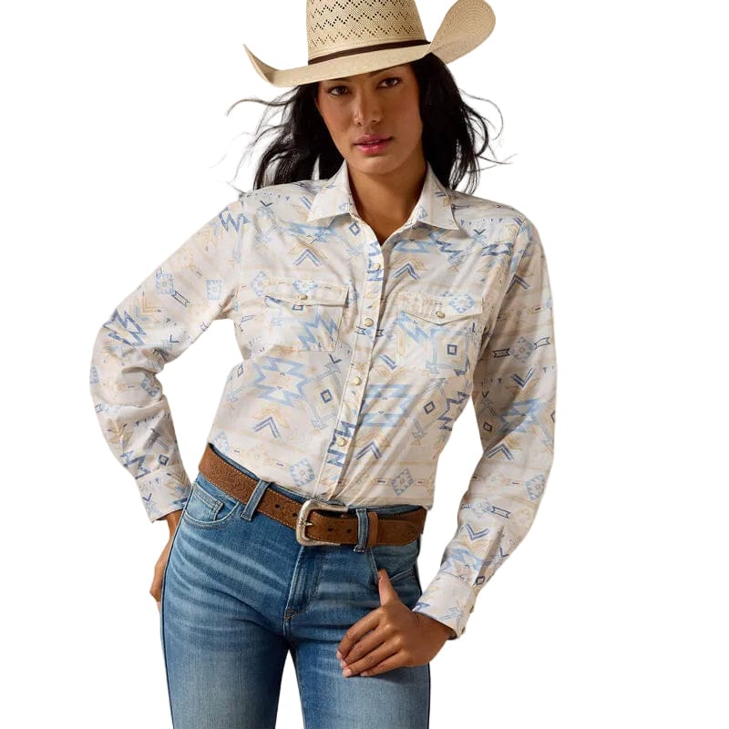 ARIAT Shirts Ariat Women's Turtledove Faded Southwest Print Western VentTek Shirt 10071065