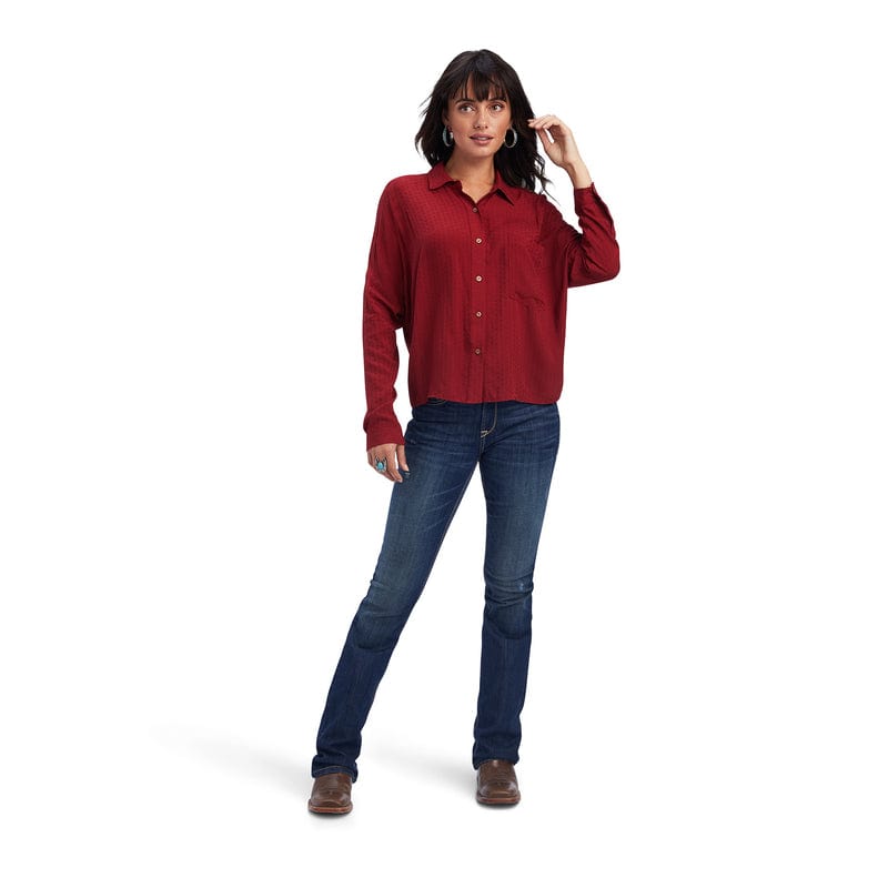 ARIAT Shirts Ariat Women's Valley of Fire Sun-Dried Tomato Long Sleeve Shirt 10041663