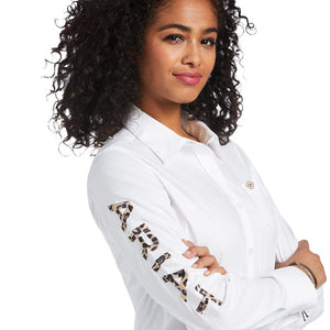 ARIAT Shirts Ariat Women's Wrinkle Resist Team Kirby White Long Sleeve Stretch Shirt 10039457