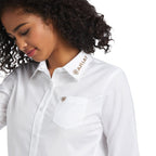 ARIAT Shirts Ariat Women's Wrinkle Resist Team Kirby White Long Sleeve Stretch Shirt 10039457