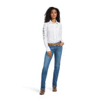 ARIAT Shirts Ariat Women's Wrinkle Resist Team Kirby White Long Sleeve Stretch Shirt 10039457