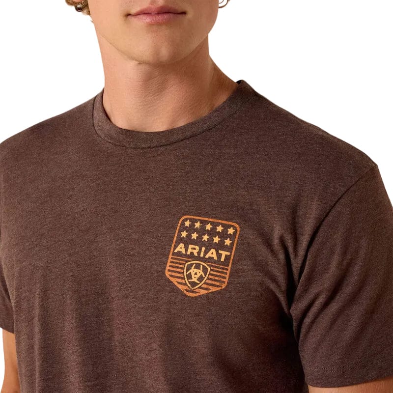 ARIAT T-Shirt Ariat Men's Brown Heather Patriotic Badge T-Shirt 10073963