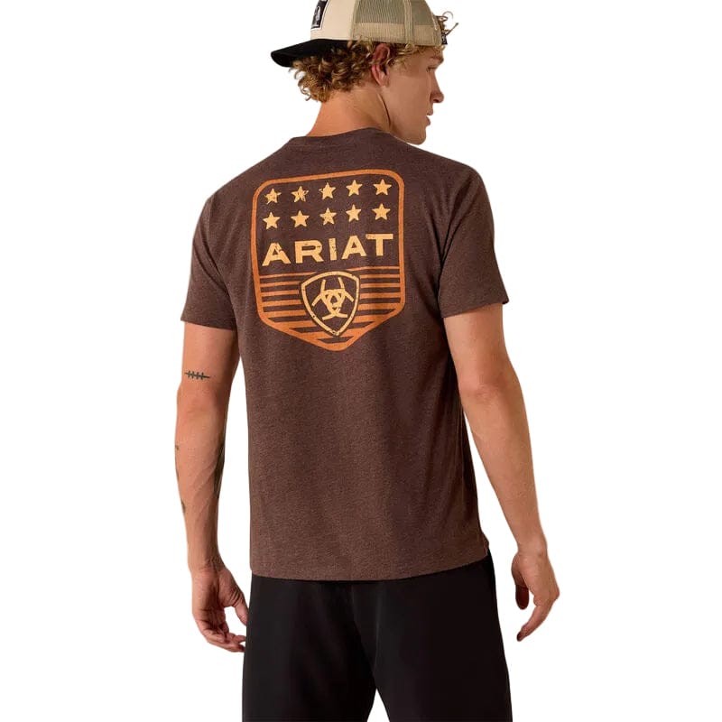 ARIAT T-Shirt Ariat Men's Brown Heather Patriotic Badge T-Shirt 10073963