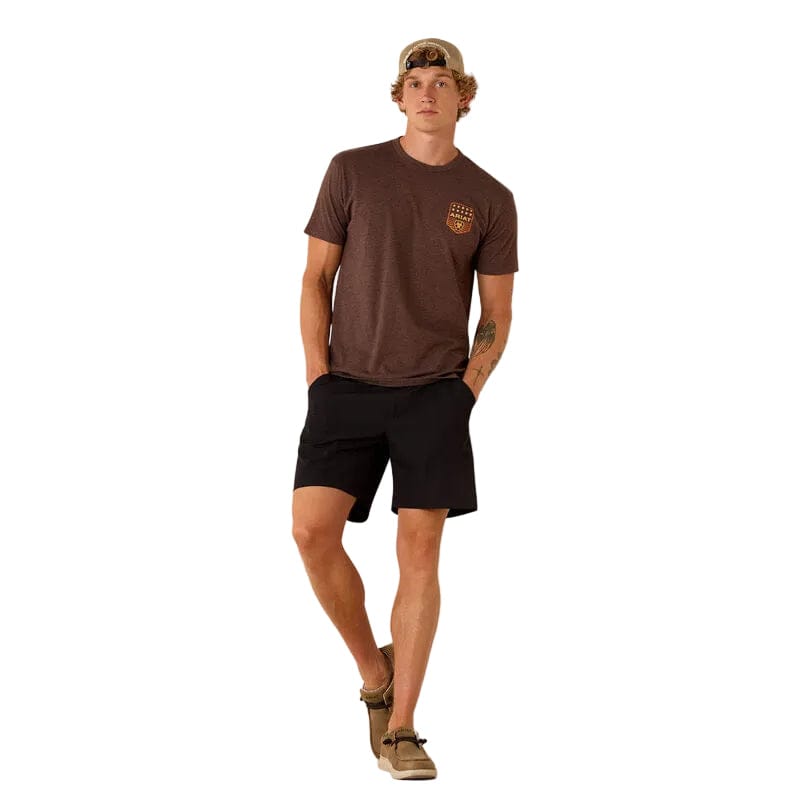 ARIAT T-Shirt Ariat Men's Brown Heather Patriotic Badge T-Shirt 10073963