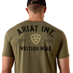 ARIAT T-Shirt Ariat Men's Military Green Heather Outline Shop T Shirt 10073962