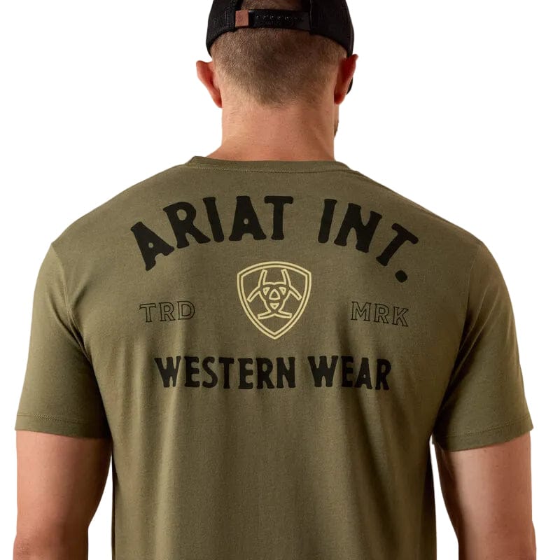 ARIAT T-Shirt Ariat Men's Military Green Heather Outline Shop T Shirt 10073962