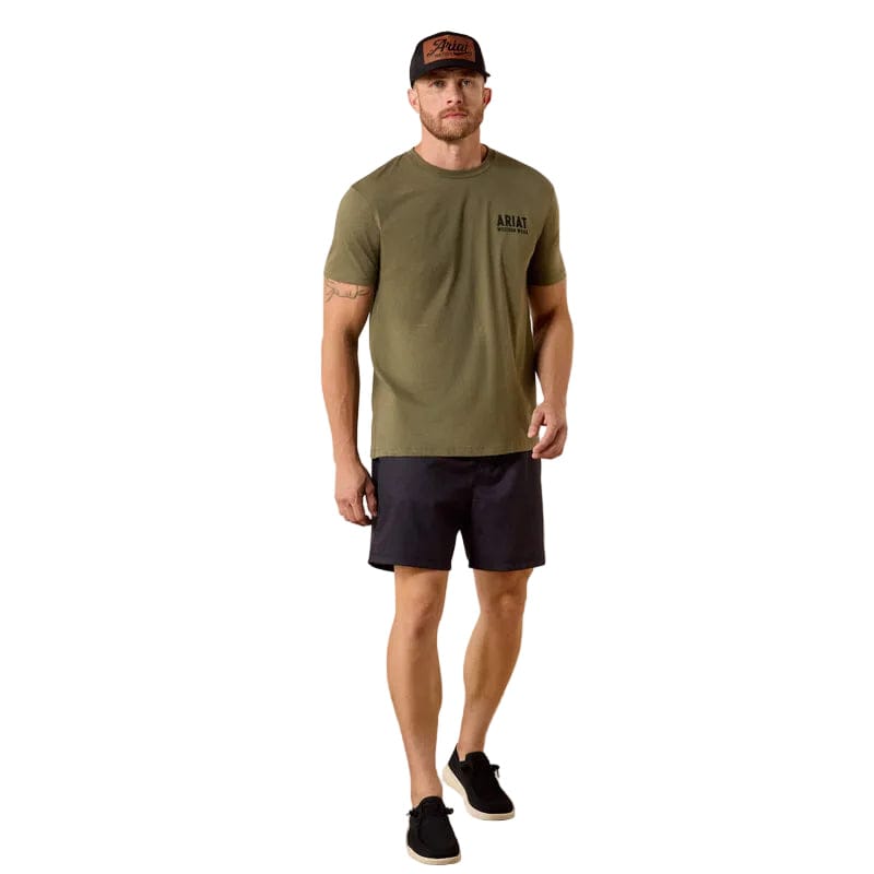 ARIAT T-Shirt Ariat Men's Military Green Heather Outline Shop T Shirt 10073962