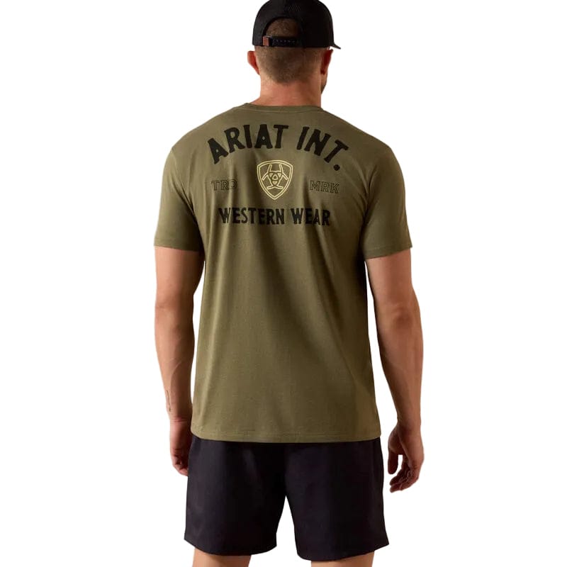 ARIAT T-Shirt Ariat Men's Military Green Heather Outline Shop T Shirt 10073962