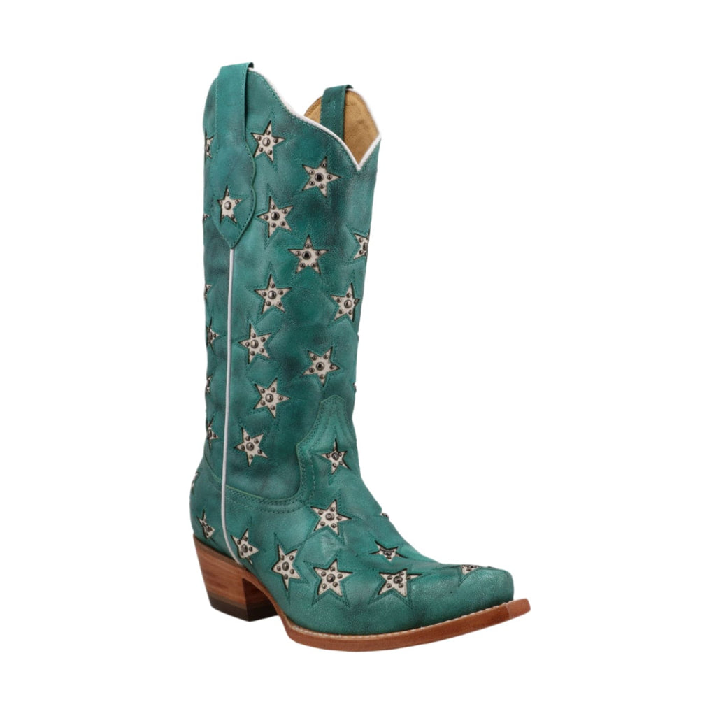BLACK STAR Boots Black Star Women's Turquoise & Champagne Marfa Western Boot WBSN041