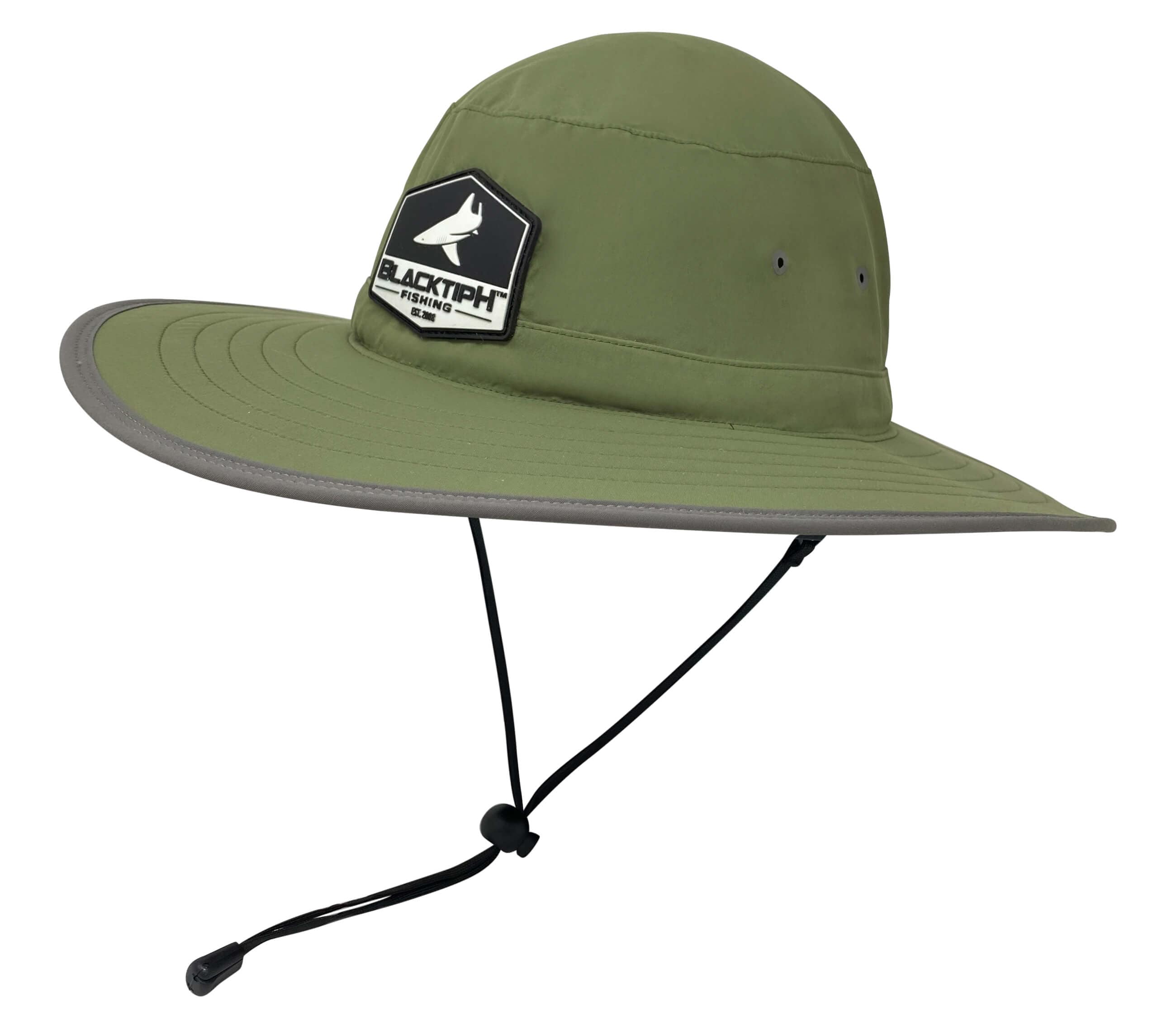 BlacktipH Bucket Fishing Hat in Green with Charcoal Rim | Size Small/Medium