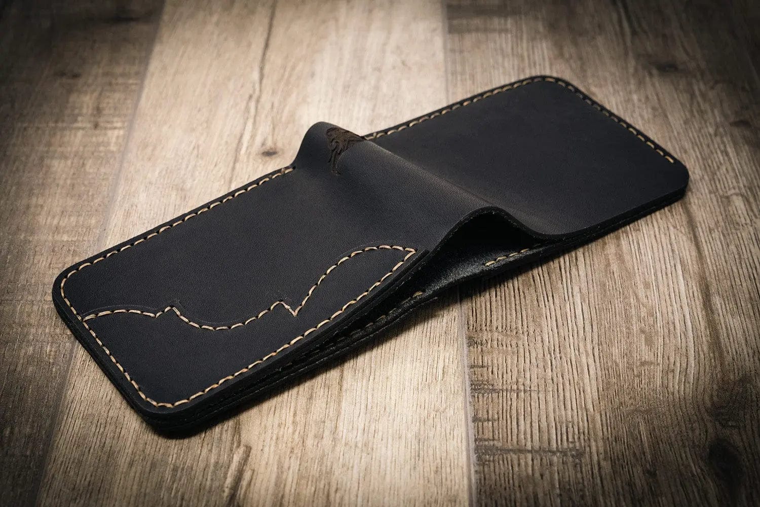 Bull Sheath Leather Black Western Bifold Wallet