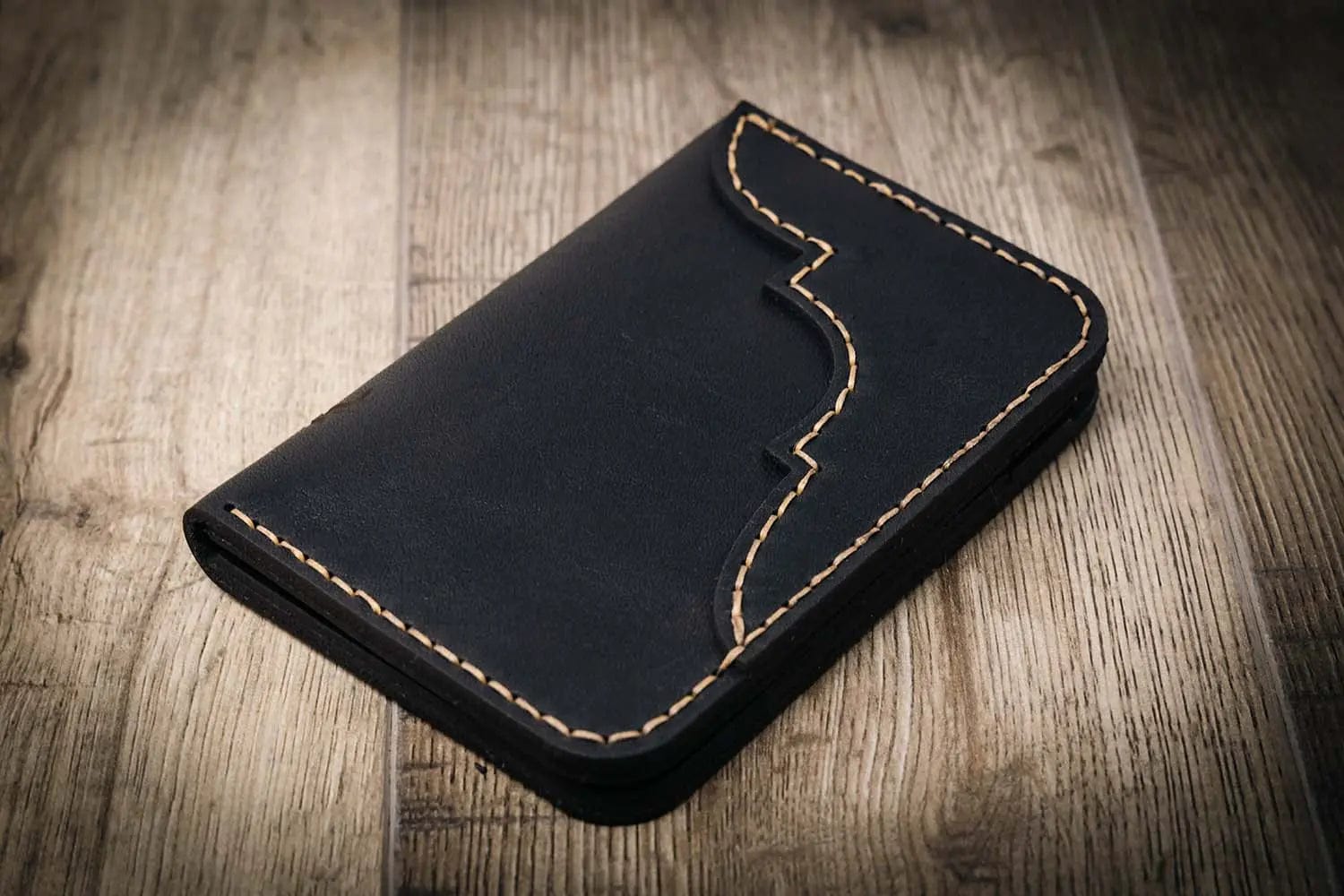 Bull Sheath Leather Black Western Vertical Wallet