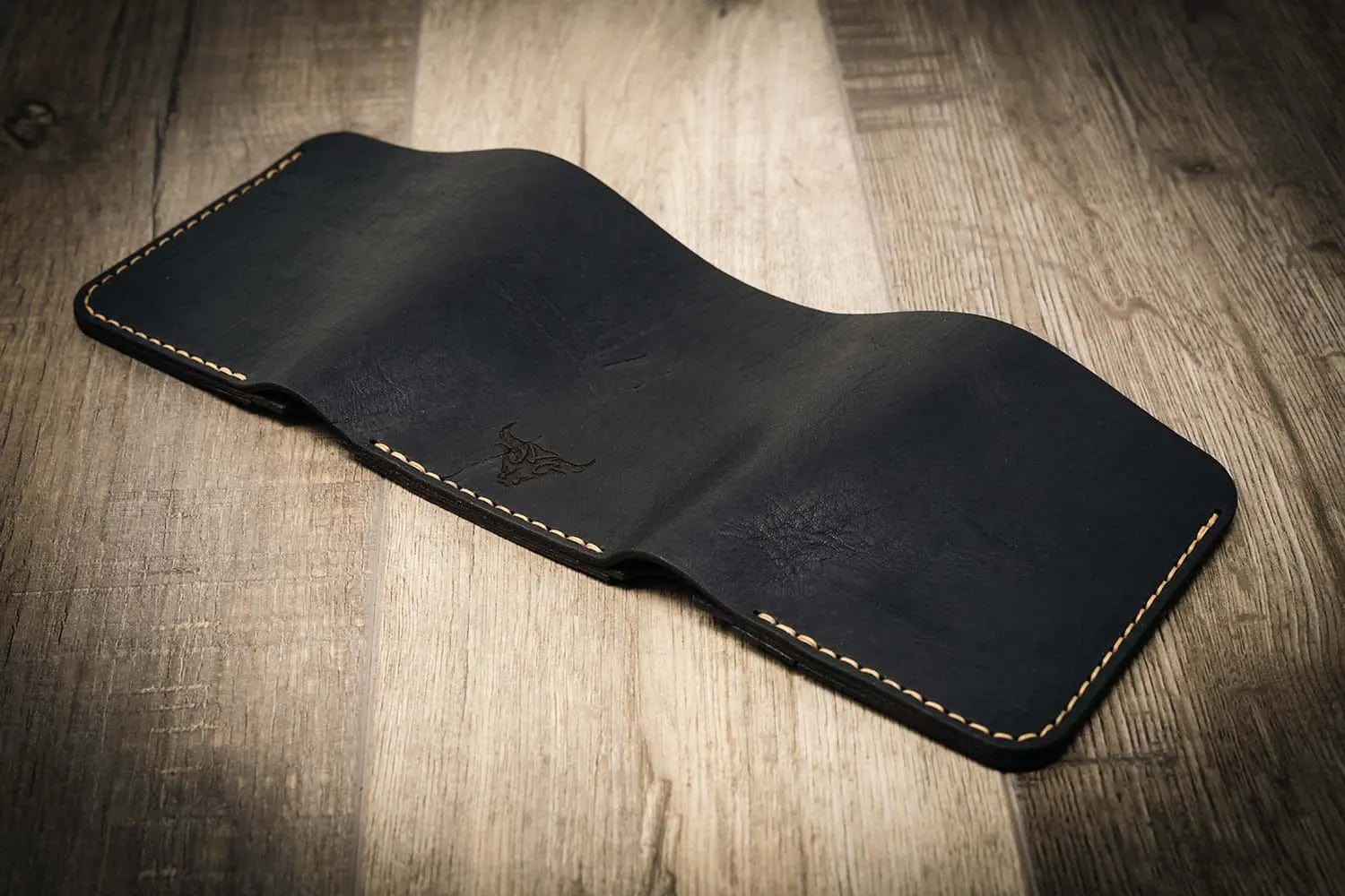 Bull Sheath Leather Leather Wallet The Trinity Trifold Wallet - Black