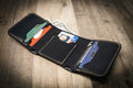 Bull Sheath Leather Leather Wallet The Trinity Trifold Wallet - Black