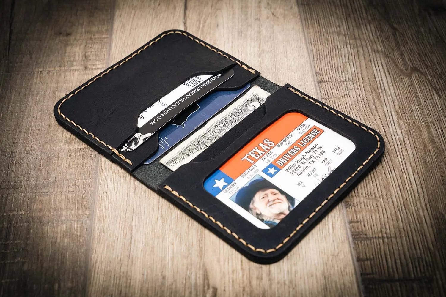 Bull Sheath Leather Men's The Georgetown Minimalist Wallet in Black ...