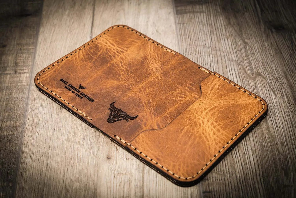 Bull Sheath Leather The Georgetown Minimalist Wallet in Saddle Tan