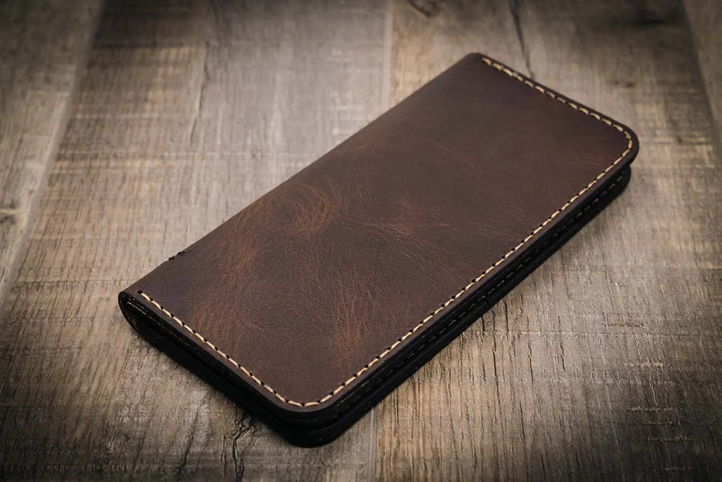 Bull Sheath Leather The Houstonian Long Wallet - Walnut Brown