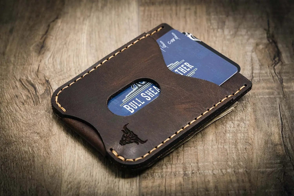 Bull Sheath Leather The Keller Money Clip - Walnut Brown