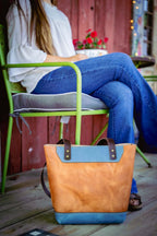 Bull Sheath Leather The Naomi Leather Tote Bag - Ocean Tide
