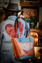 Bull Sheath Leather The Naomi Leather Tote Bag - Ocean Tide