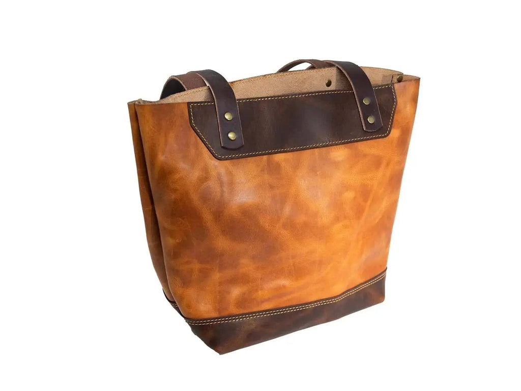 Bull Sheath Leather The Naomi Leather Tote Bag - Saddle Tan