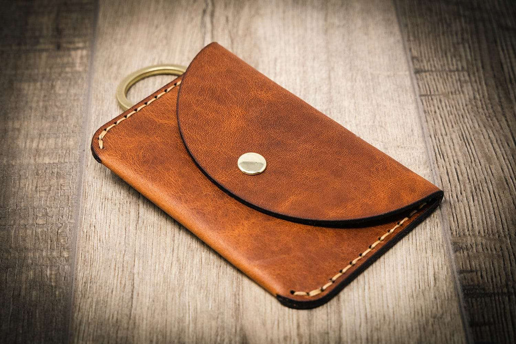 Bull Sheath Leather The Richmond Leather Keychain Wallet in Chestnut Brown