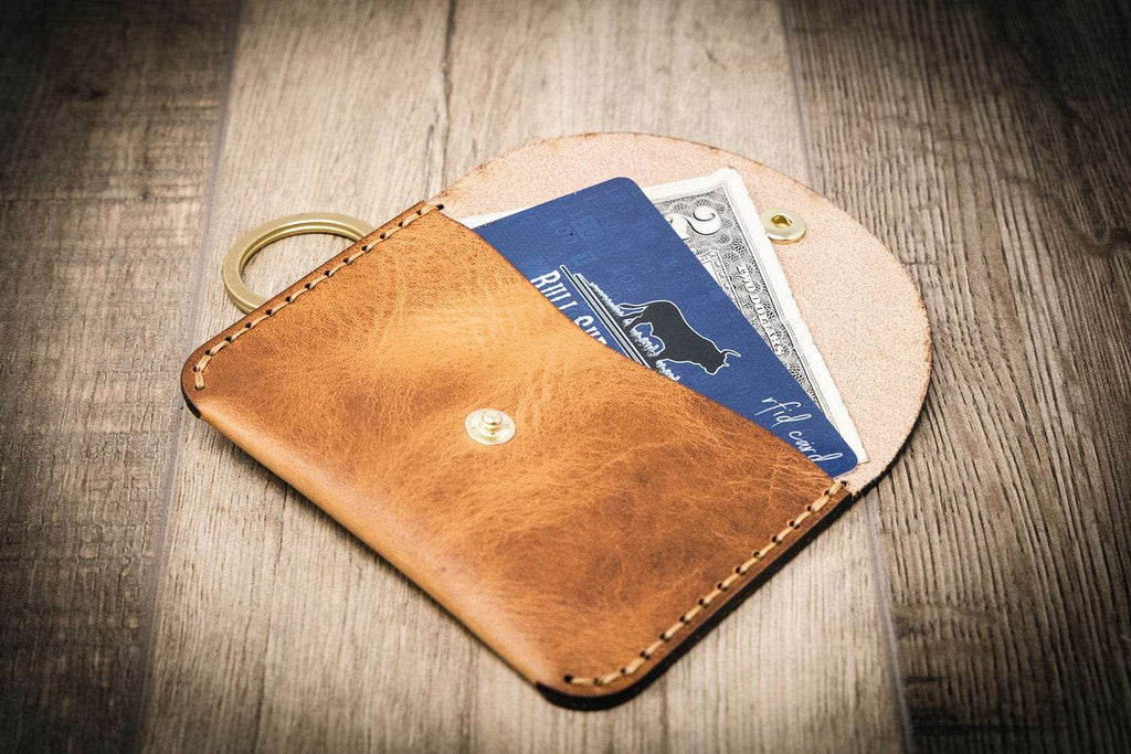 Bull Sheath Leather The Richmond Leather Keychain Wallet in Saddle Tan