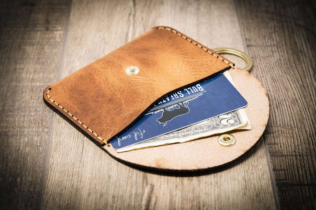 Bull Sheath Leather The Richmond Leather Keychain Wallet in Saddle Tan