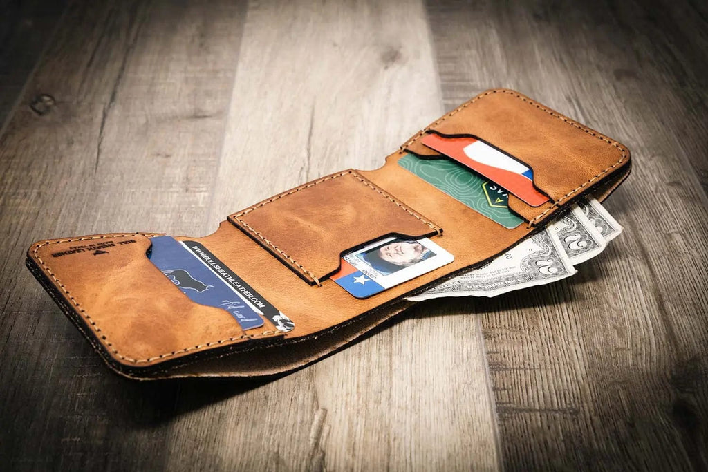 Bull Sheath Leather The Trinity Trifold Wallet - Saddle Tan