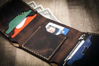 Bull Sheath Leather The Trinity Trifold Wallet - Walnut Brown