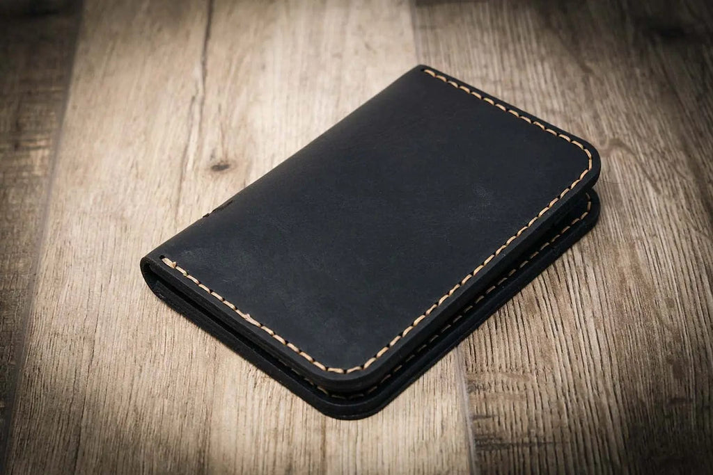 Bull Sheath Leather The Tyler Vertical Wallet - Black