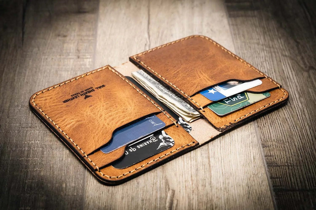Bull Sheath Leather The Tyler Vertical Wallet - Saddle Tan