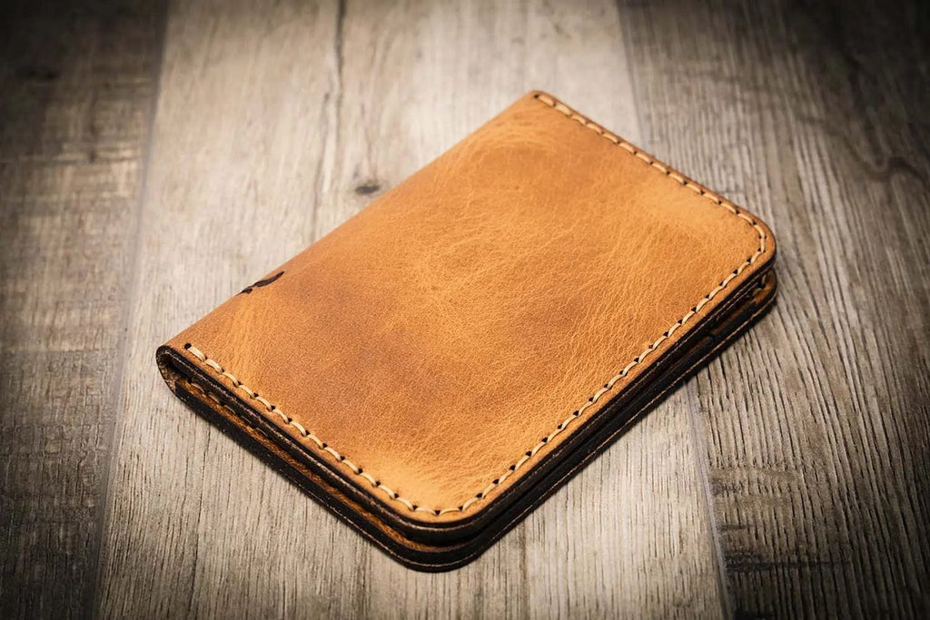 Bull Sheath Leather The Tyler Vertical Wallet - Saddle Tan