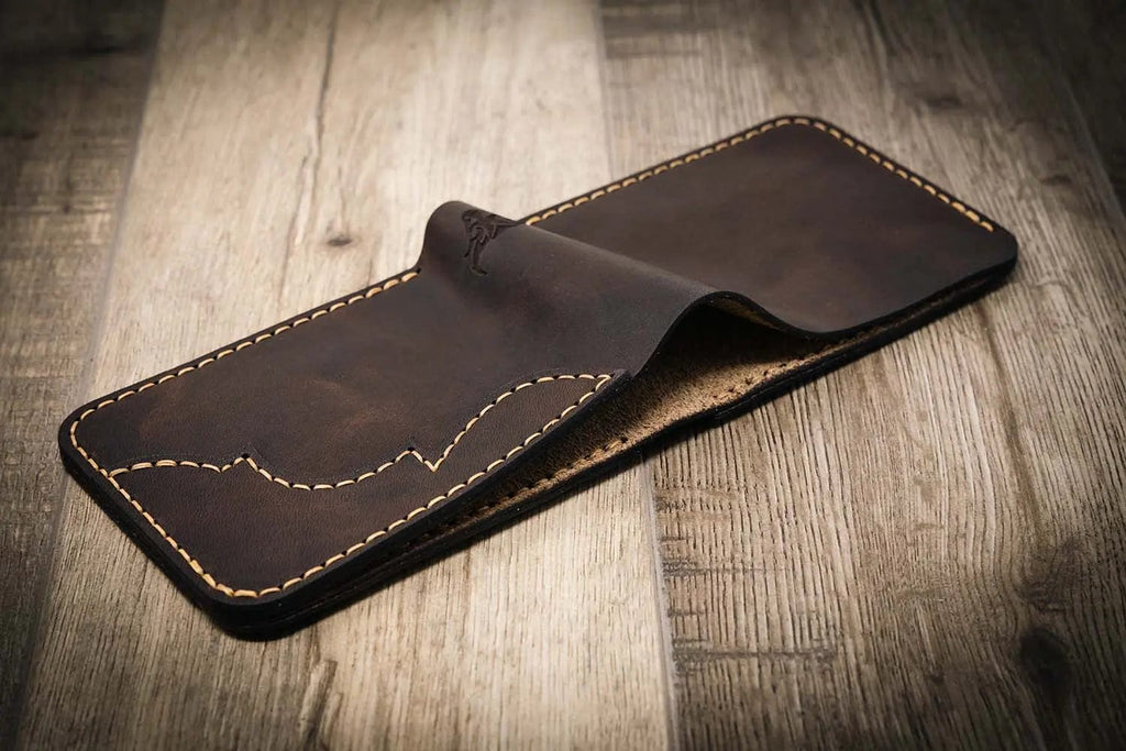 Bull Sheath Leather Walnut Brown Western Bifold Wallet